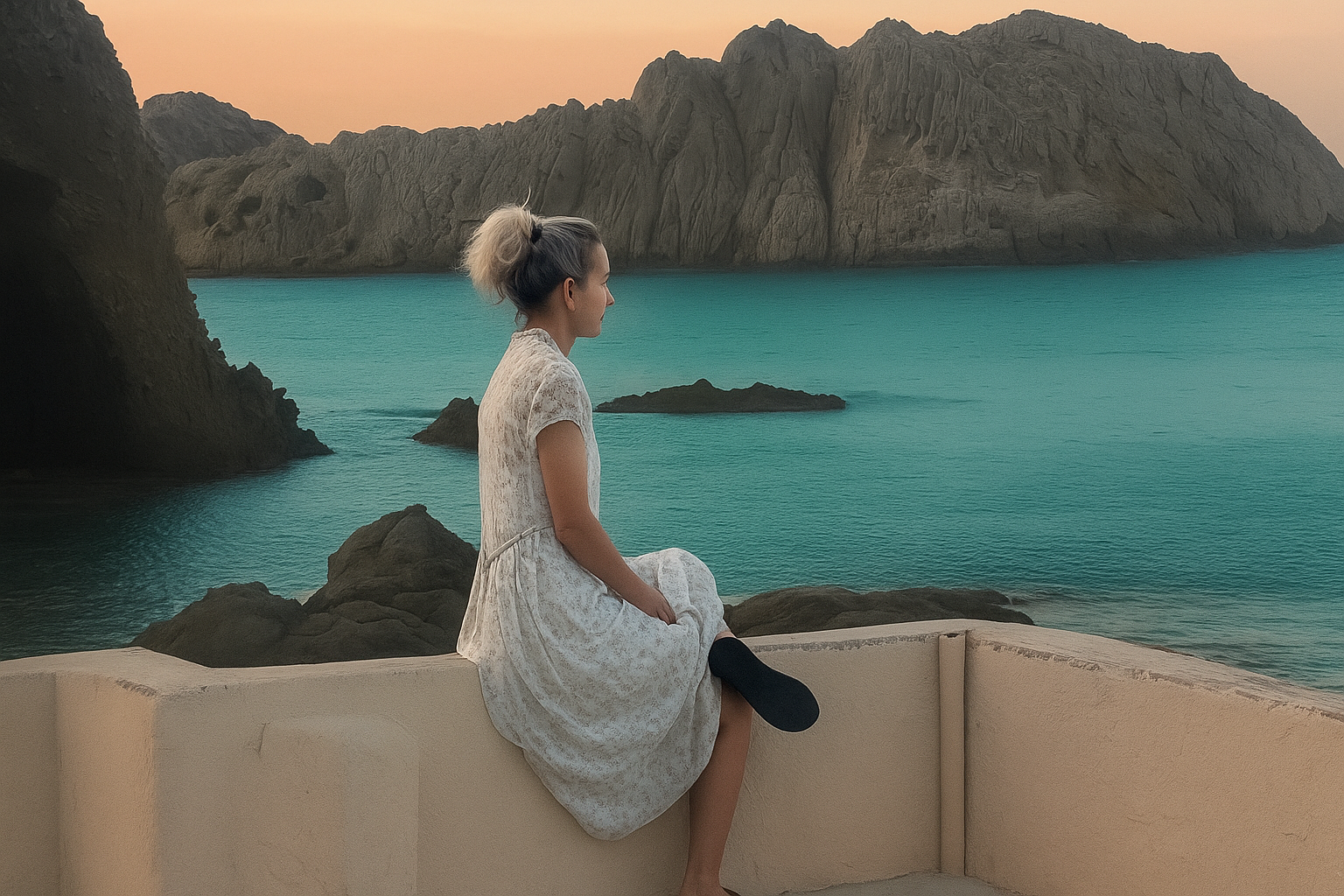 Woman in contemplation by the ocean